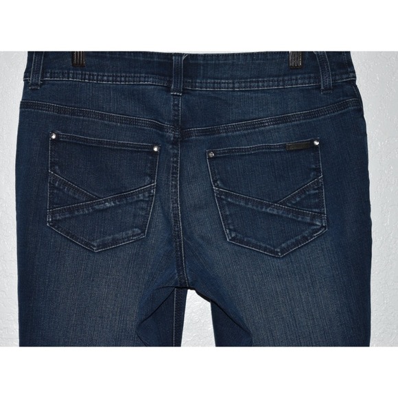 Chicos 00 Sz 2 So Slimming Zip Ankle Stretch Denim Blue Jeans 5-Pocket Straight - Picture 6 of 16